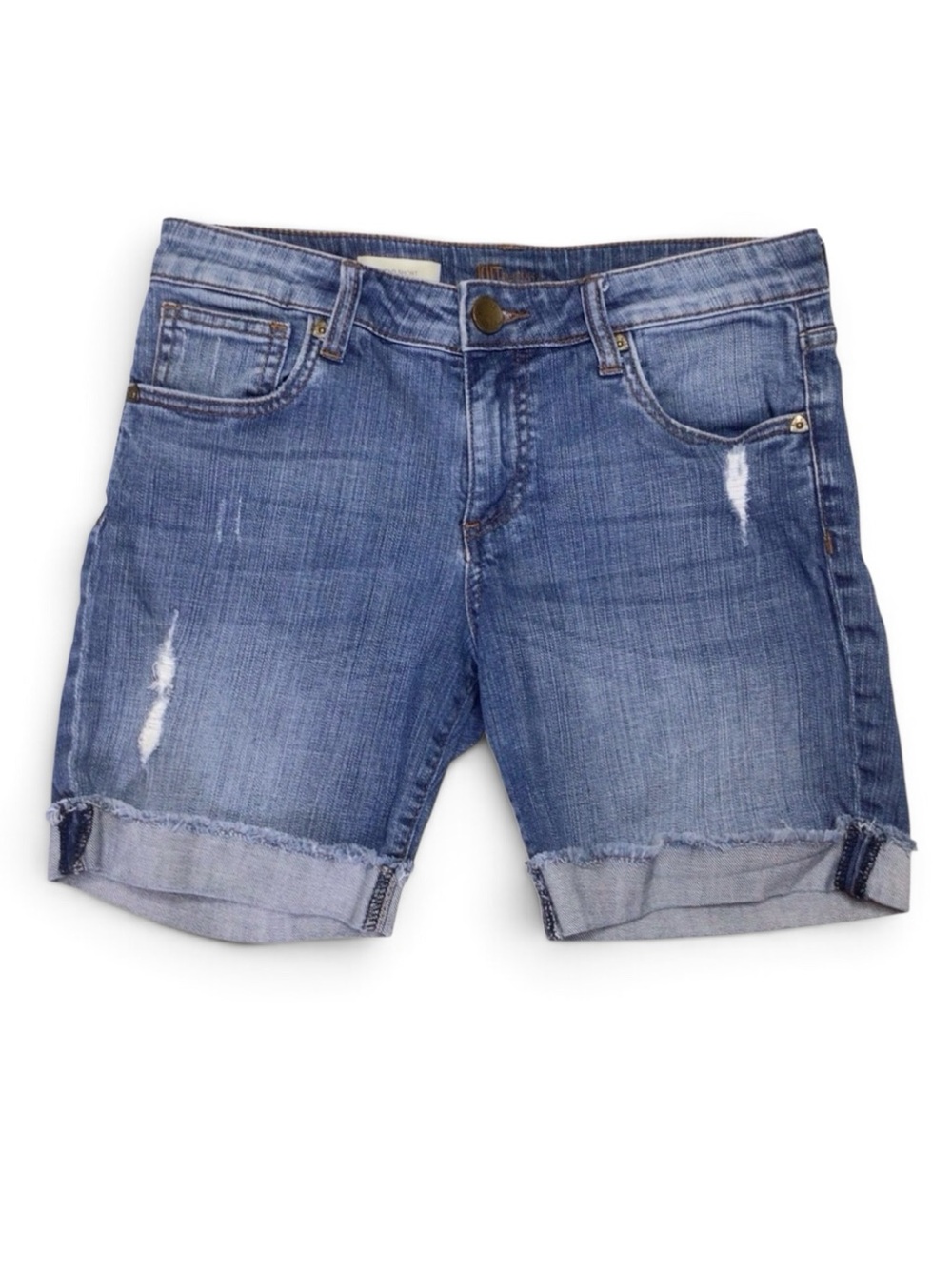 Kut from the Kloth Boyfriend Distressed Cuffed Denim Shorts Size 4